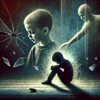 DALL·E 2025 04 18 10 15 06   A symbolic image representing the theme of child abuse  The image should convey the emotional impact and seriousness of the issue without being explic